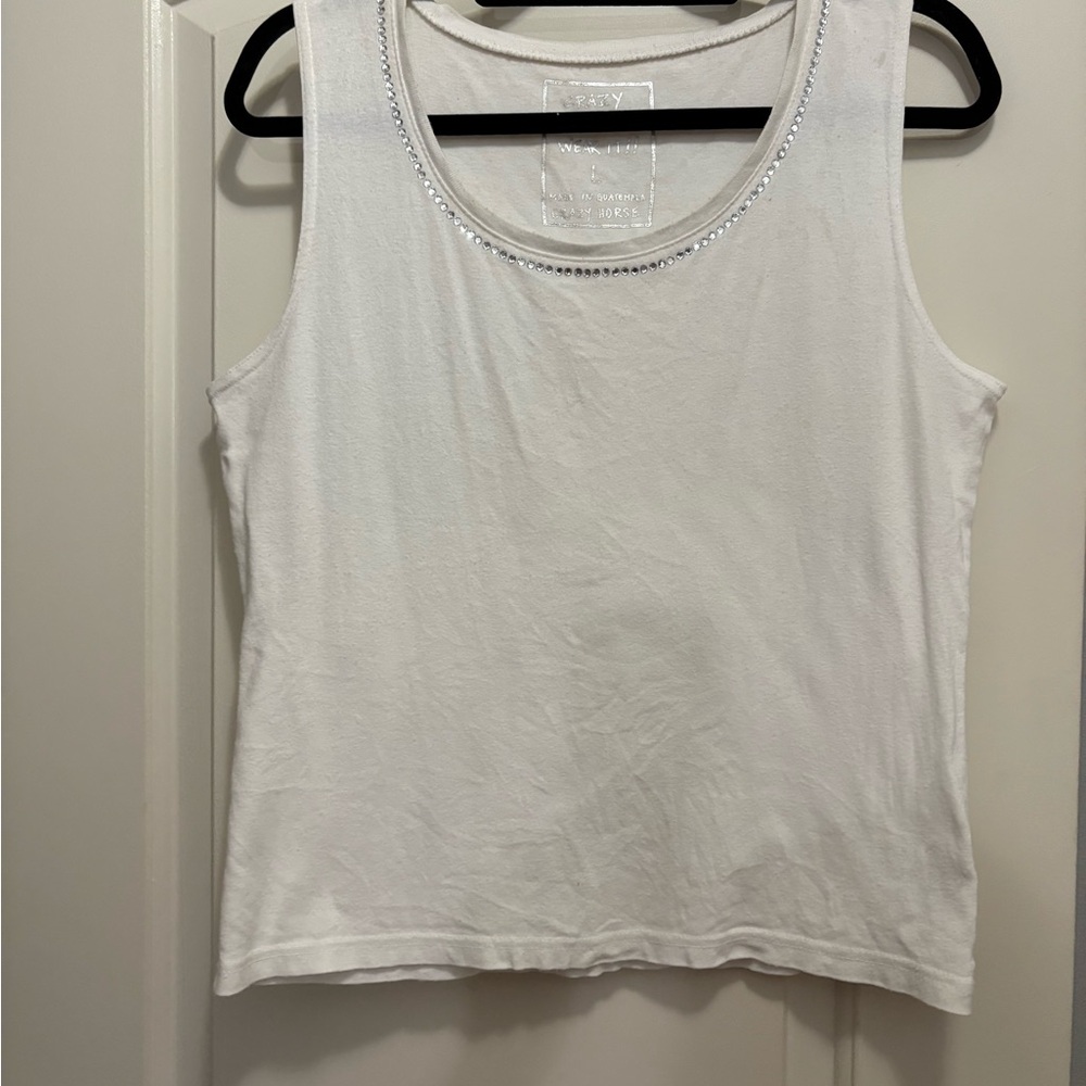 Liz Claiborne White Tank Top with Silver Accents